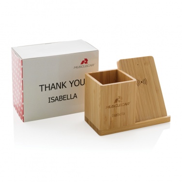 Logo trade promotional giveaways image of: Calgary bamboo 10W wireless charger