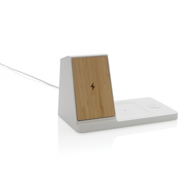 Logo trade promotional product photo of: Ontario recycled plastic & bamboo 3-in-1 wireless charger