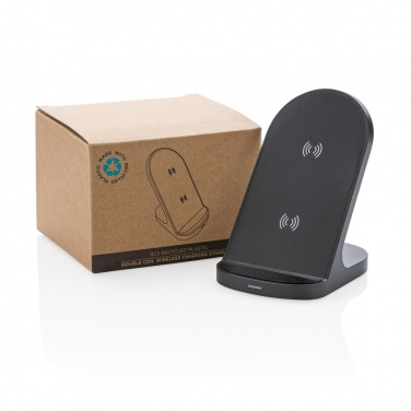 Logotrade advertising products photo of: RCS recycled plastic double coil wireless stand 15W