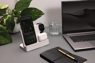 Logo trade corporate gifts picture of: Joltz RCS recycled plastic dual 15W charger with iWatch slot