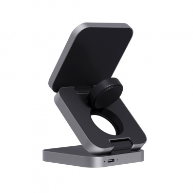 Logotrade corporate gift image of: Terra RCS recycled aluminum foldable 3 in 1 15W charger