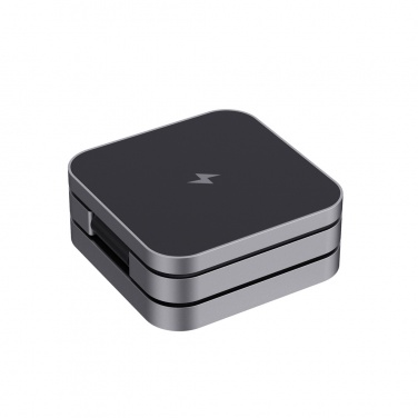 Logo trade business gift photo of: Terra RCS recycled aluminum foldable 3 in 1 15W charger