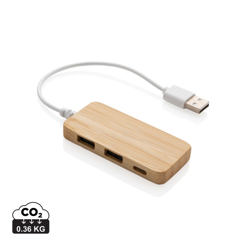 Logo trade promotional giveaways picture of: Bamboo hub with Type-C