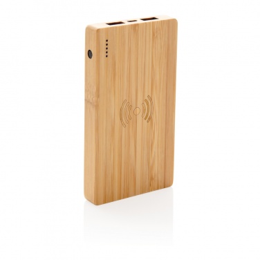 Logotrade promotional gift picture of: Bamboo 4.000 mAh wireless 5W Powerbank