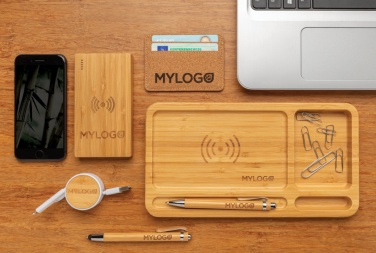 Logotrade corporate gift image of: Bamboo 4.000 mAh wireless 5W Powerbank