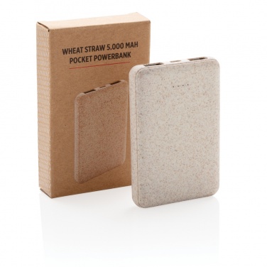 Logotrade advertising products photo of: Wheat Straw 5.000 mAh Pocket Powerbank