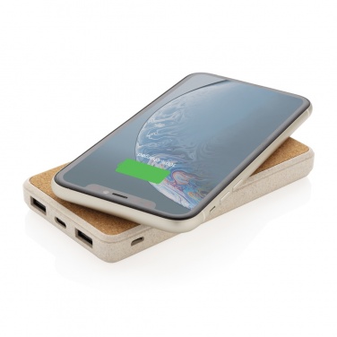 Logotrade promotional gift image of: Cork and Wheat Straw 8.000 mAh 5W wireless powerbank