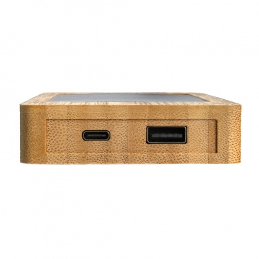 Logo trade promotional merchandise image of: Sunwick 10.000 mAh Bamboo solar powerbank