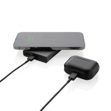 Logo trade promotional items image of: Terra RCS recycled aluminium 5000 mAh powerbank 5W wireless