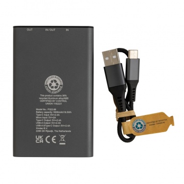 Logo trade promotional giveaways picture of: Terra RCS recycled aluminium powerbank 5.000 mAh