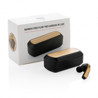Logotrade corporate gift picture of: Bamboo Free Flow TWS earbuds in case
