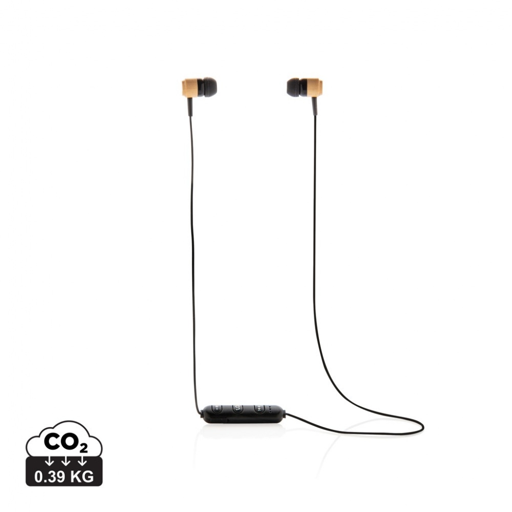 Logo trade promotional merchandise picture of: Bamboo wireless earbuds
