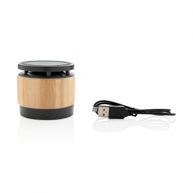 Logo trade corporate gifts picture of: Bamboo wireless charger speaker