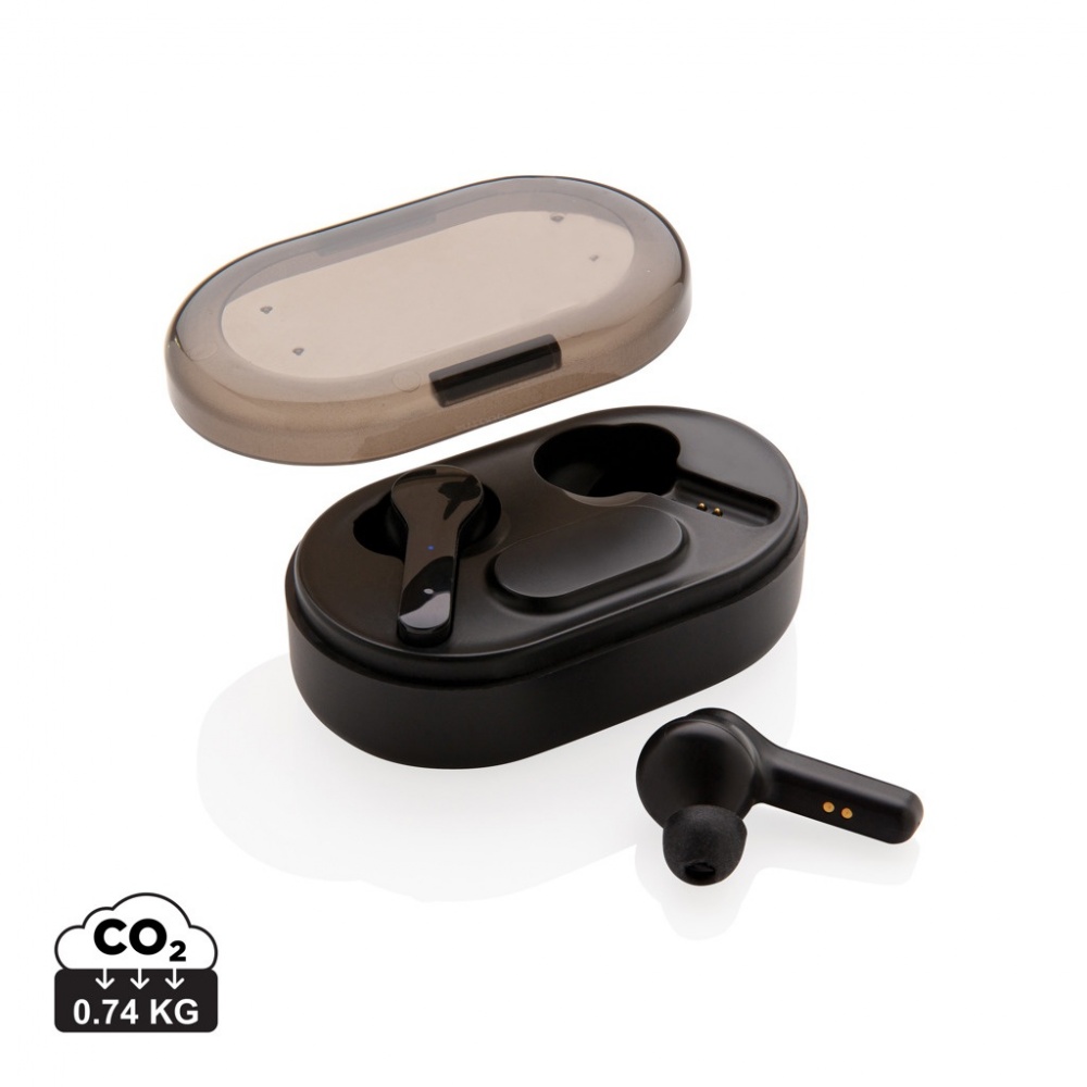Logo trade promotional items picture of: Light up logo TWS earbuds in charging case