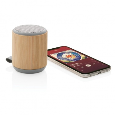 Logo trade promotional merchandise photo of: Bamboo and fabric 3W wireless speaker