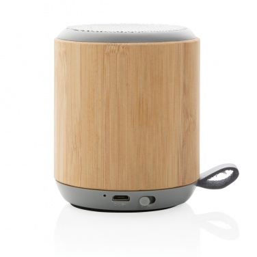 Logo trade corporate gifts picture of: Bamboo and fabric 3W wireless speaker
