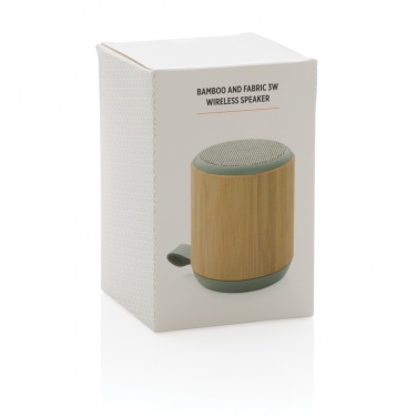 Logotrade promotional product image of: Bamboo and fabric 3W wireless speaker