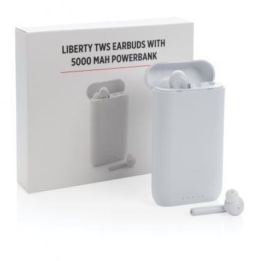 Logotrade corporate gift image of: Liberty TWS earbuds with 5.000 mAh powerbank