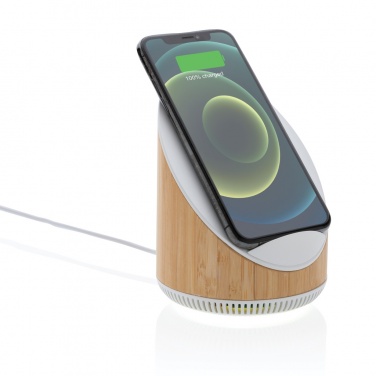 Logotrade promotional item picture of: Ovate bamboo 5W speaker with 15W wireless charger