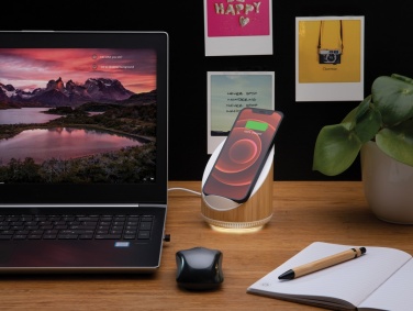 Logo trade promotional items picture of: Ovate bamboo 5W speaker with 15W wireless charger
