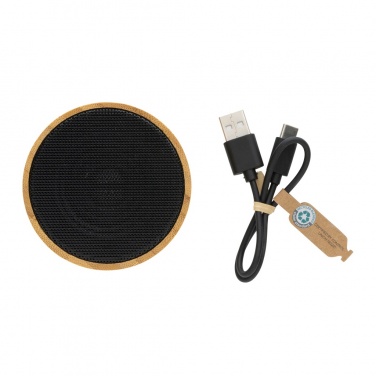 Logo trade promotional merchandise picture of: RCS recycled plastic and bamboo 3W wireless speaker