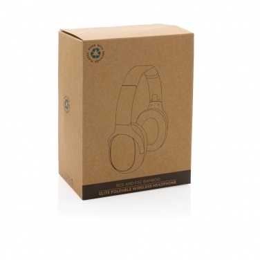 Logo trade promotional merchandise picture of: RCS and bamboo Elite Foldable wireless headphone