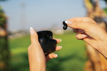Logo trade promotional merchandise photo of: Terra RCS recycled aluminium wireless earbuds