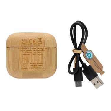 Logotrade promotional item image of: Bamboo TWS earbuds with RCS recycled plastic