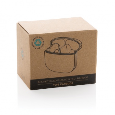 Logo trade promotional gifts image of: Bamboo TWS earbuds with RCS recycled plastic