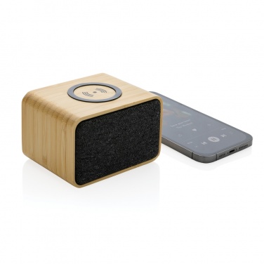 Logo trade corporate gifts image of: RCS Rplastic 3W speaker with bamboo 5W wireless