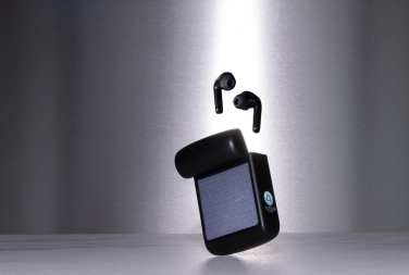 Logotrade business gift image of: Skywave RCS recycled plastic solar earbuds