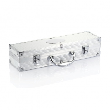 Logo trade promotional merchandise picture of: 3 pcs barbecue set in aluminium box