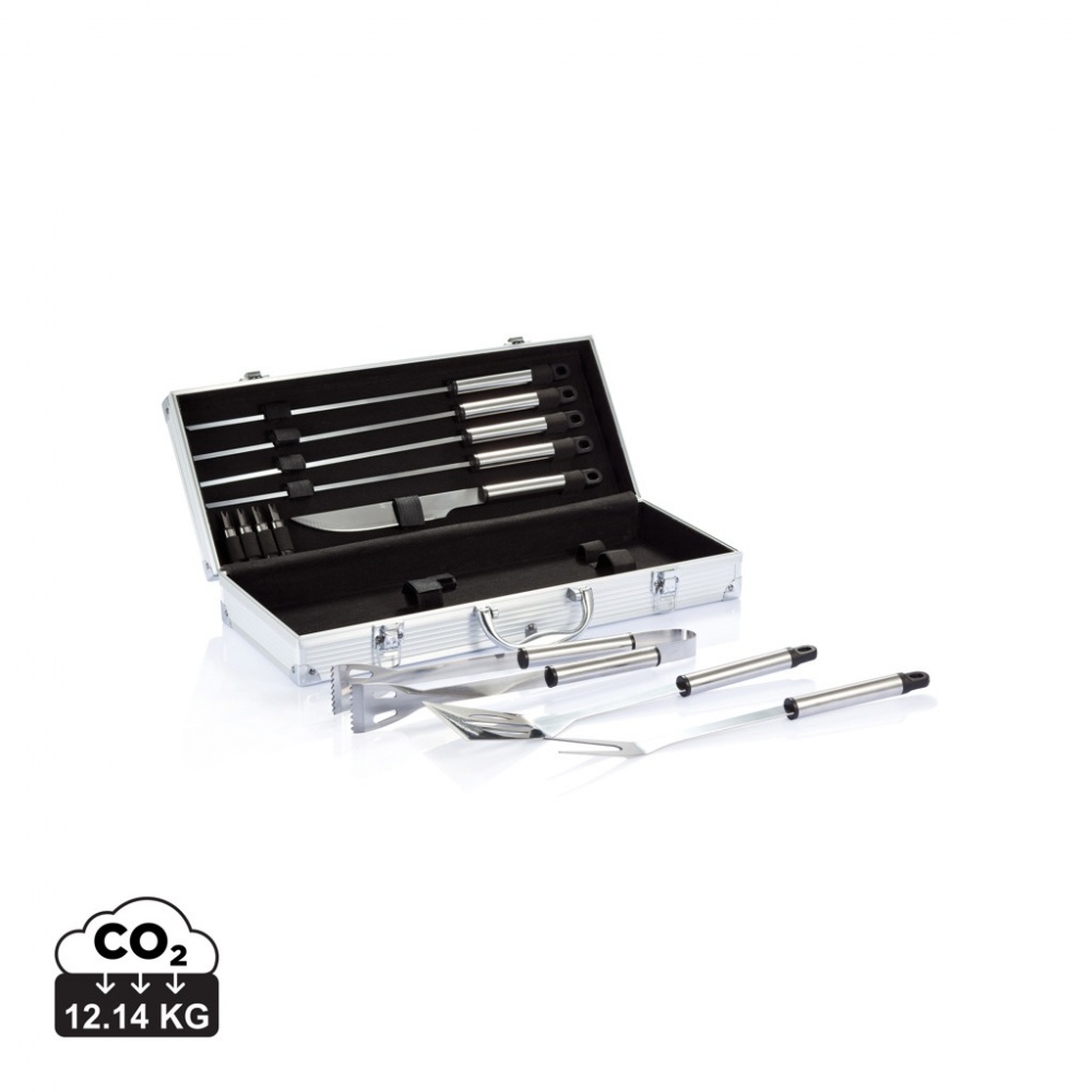 Logo trade advertising products picture of: 12 pcs barbecue set in aluminium box