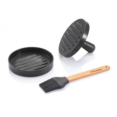 Logo trade promotional products image of: BBQ set with hamburger press and brush