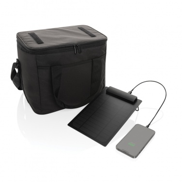 Logo trade corporate gifts image of: Pedro AWARE™ RPET deluxe cooler bag with 5W solar panel