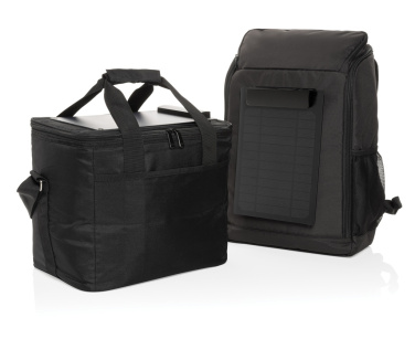 Logo trade business gift photo of: Pedro AWARE™ RPET deluxe cooler bag with 5W solar panel