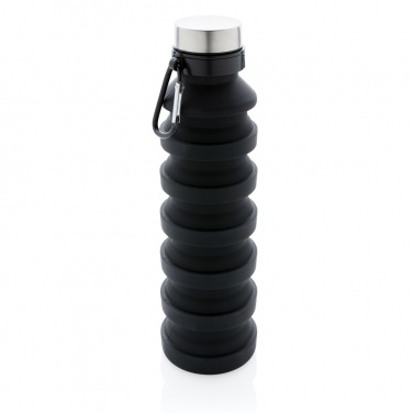 Logo trade promotional giveaways image of: Leakproof collapsible silicone bottle with lid