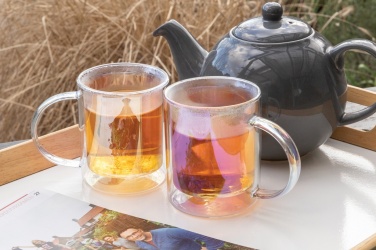 Logotrade promotional giveaway image of: Deluxe double wall electroplated glass mug