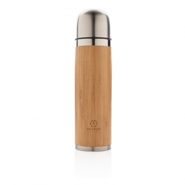Logo trade business gifts image of: Bamboo vacuum travel flask