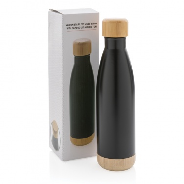 Logotrade promotional products photo of: Vacuum stainless steel bottle with bamboo lid and bottom