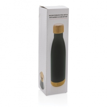 Logo trade promotional products image of: Vacuum stainless steel bottle with bamboo lid and bottom