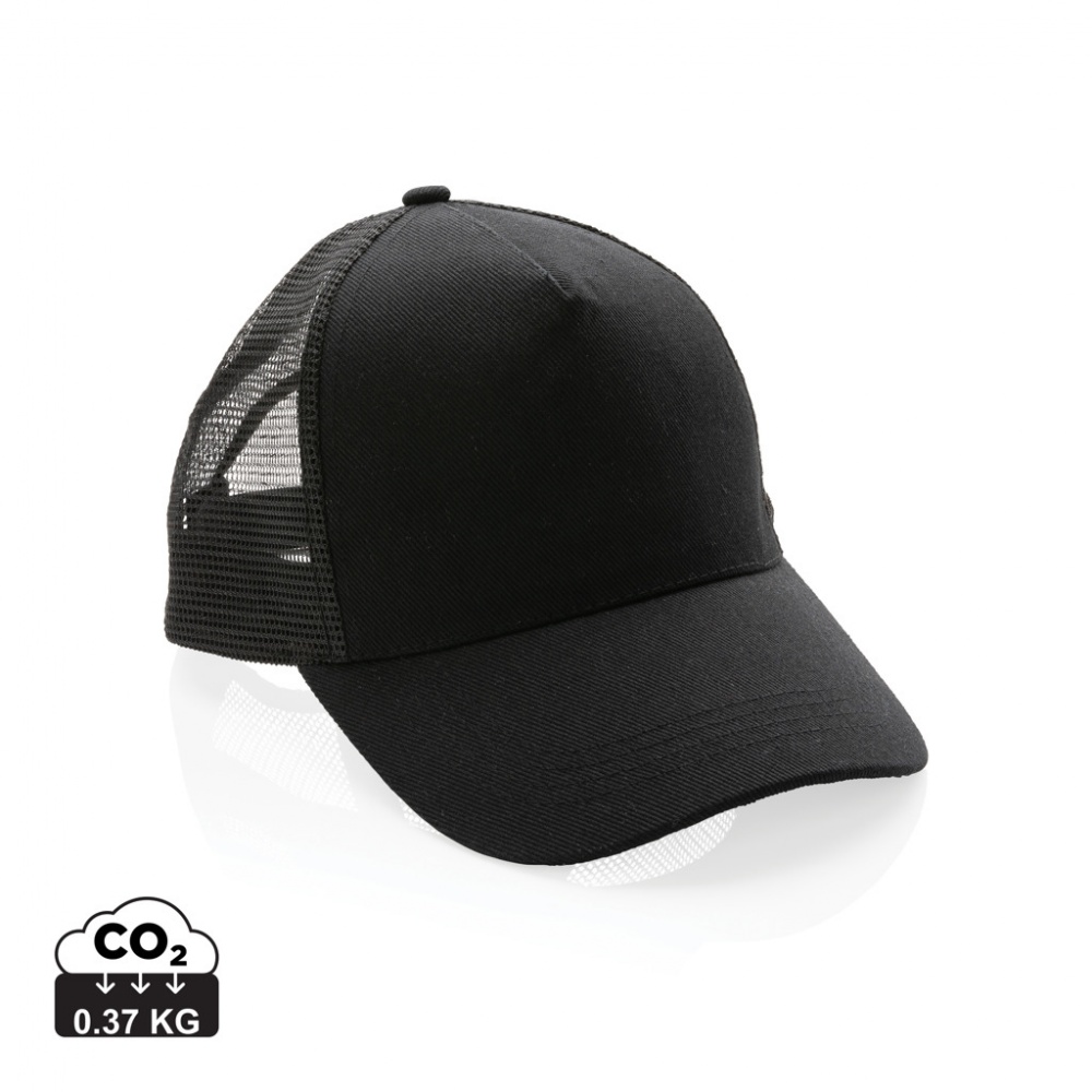 Logo trade business gifts image of: Impact AWARE™ Brushed rcotton 5 panel trucker cap 190gr