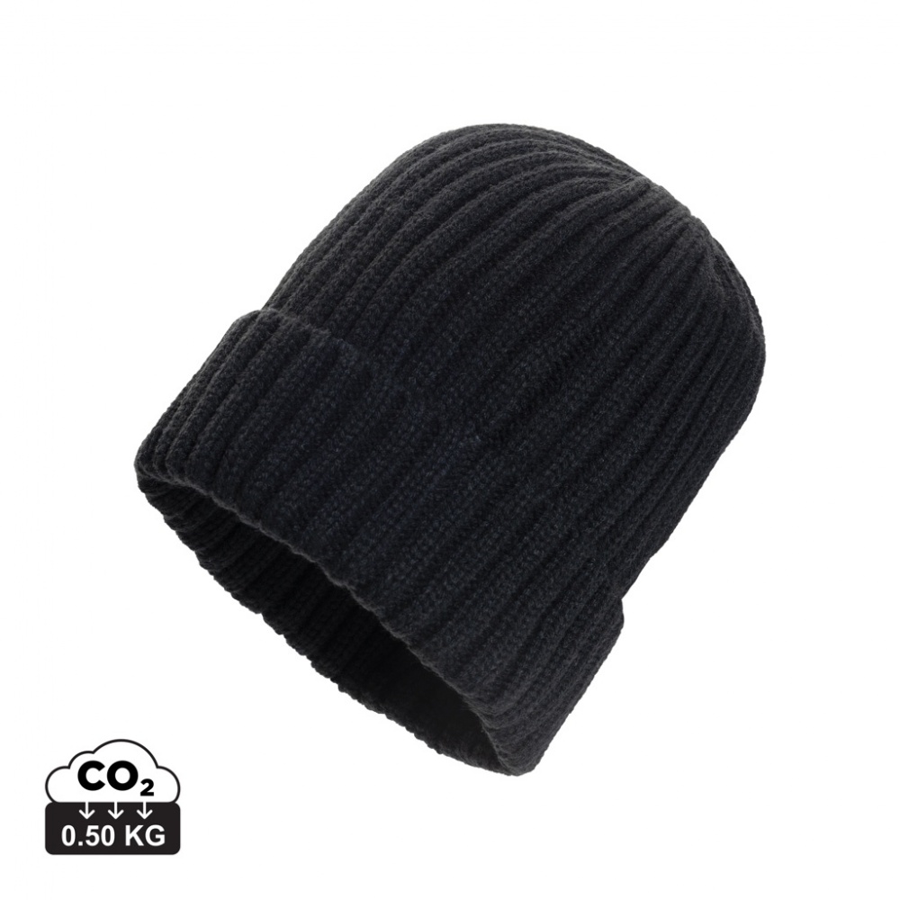 Logo trade corporate gifts image of: Kennedi AWARE™ Polylana® beanie with large rib