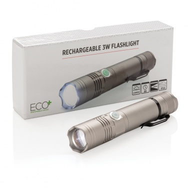 Logo trade promotional item photo of: Rechargeable 3W flashlight