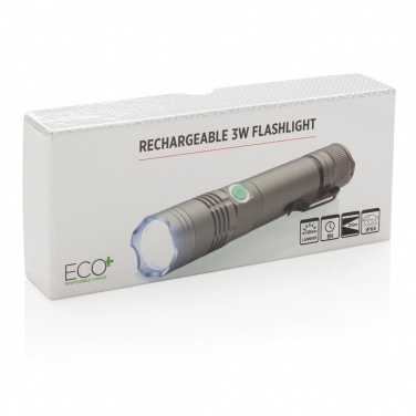 Logo trade promotional items image of: Rechargeable 3W flashlight