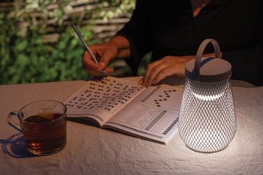 Logo trade promotional merchandise image of: Aurora RCS recycled plastic USB re-chargeable table lamp