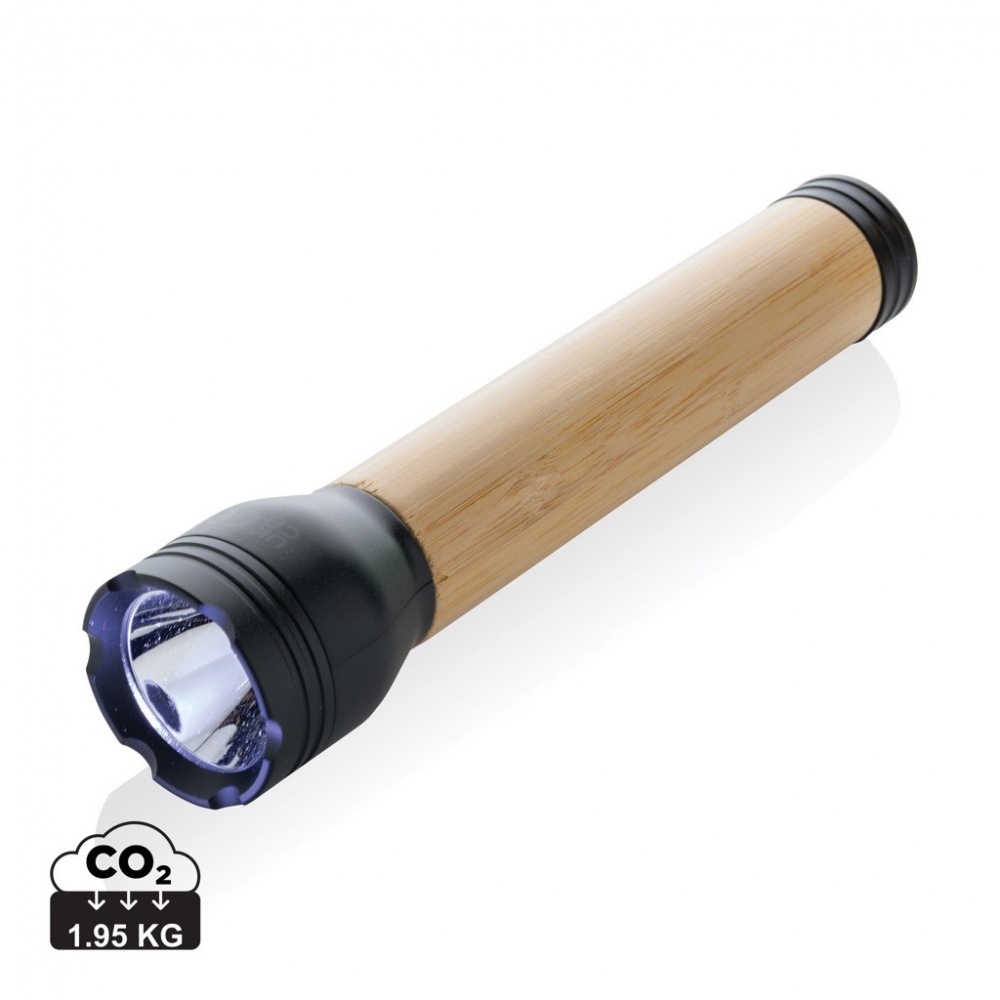 Logo trade business gifts image of: Lucid 5W RCS certified recycled plastic & bamboo torch