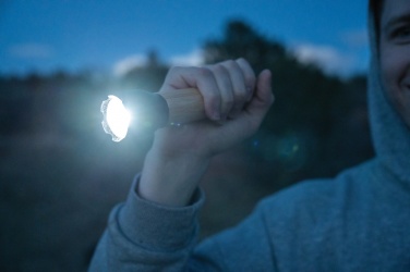 Logotrade promotional item picture of: Lucid 5W RCS certified recycled plastic & bamboo torch