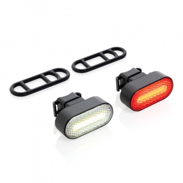 Logo trade corporate gifts image of: Lumino RCS recycled plastic USB re-chargeable bike light set