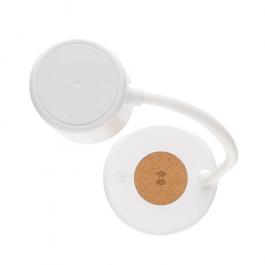 Logotrade corporate gift image of: Zenara RCS recycled plastic and cork 15W wireless desk lamp